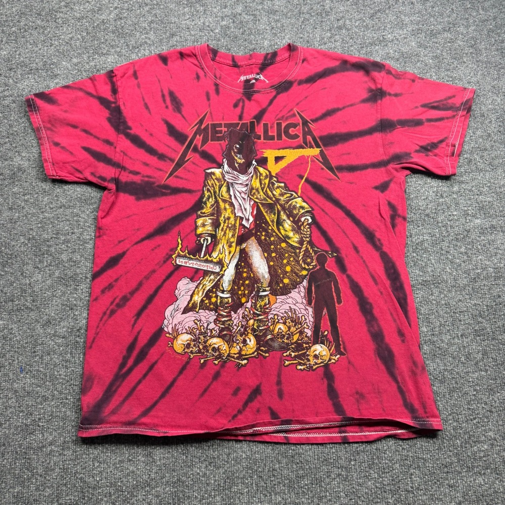 Metallica T Shirt Mens L Red Tie Dye The Unforgiven Graphic Rock Band Tee